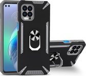 Voor Motorola Moto G100 PC + TPU-beschermhoes met 360 graden draaibare ringhouder (grijs)