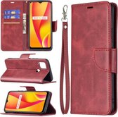 Voor OPPO Realme C15/C12/C25 Retro Lamsvacht Textuur Pure Kleur Horizontale Flip PU Lederen Case met Houder & Kaartsleuven & Portemonnee & Lanyard (Rood)