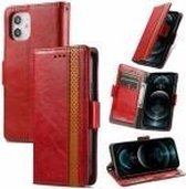 CaseNeo Business Splicing Dual Magnetic Buckle Horizontal Flip PU Leather Case met houder & kaartsleuven & portemonnee voor iPhone 13 (rood)
