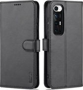 Voor Xiaomi Mi 10S AZNS Huid Voelen Kalf Textuur Horizontale Flip Lederen Case met Kaartsleuven & Houder & Portemonnee (Zwart)