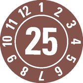 Keuringssticker met jaartal 25 per boekje, bruin 15 mm - 420 per boekje