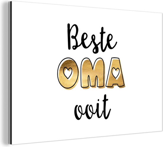 Décoration murale métal - Peinture aluminium industrielle - Proverbes - Citations - Meilleure grand-mère du monde - Grand-mère - 60x40 cm - Dibond - Photo sur aluminium - Décoration murale industrielle - Pour le salon/chambre