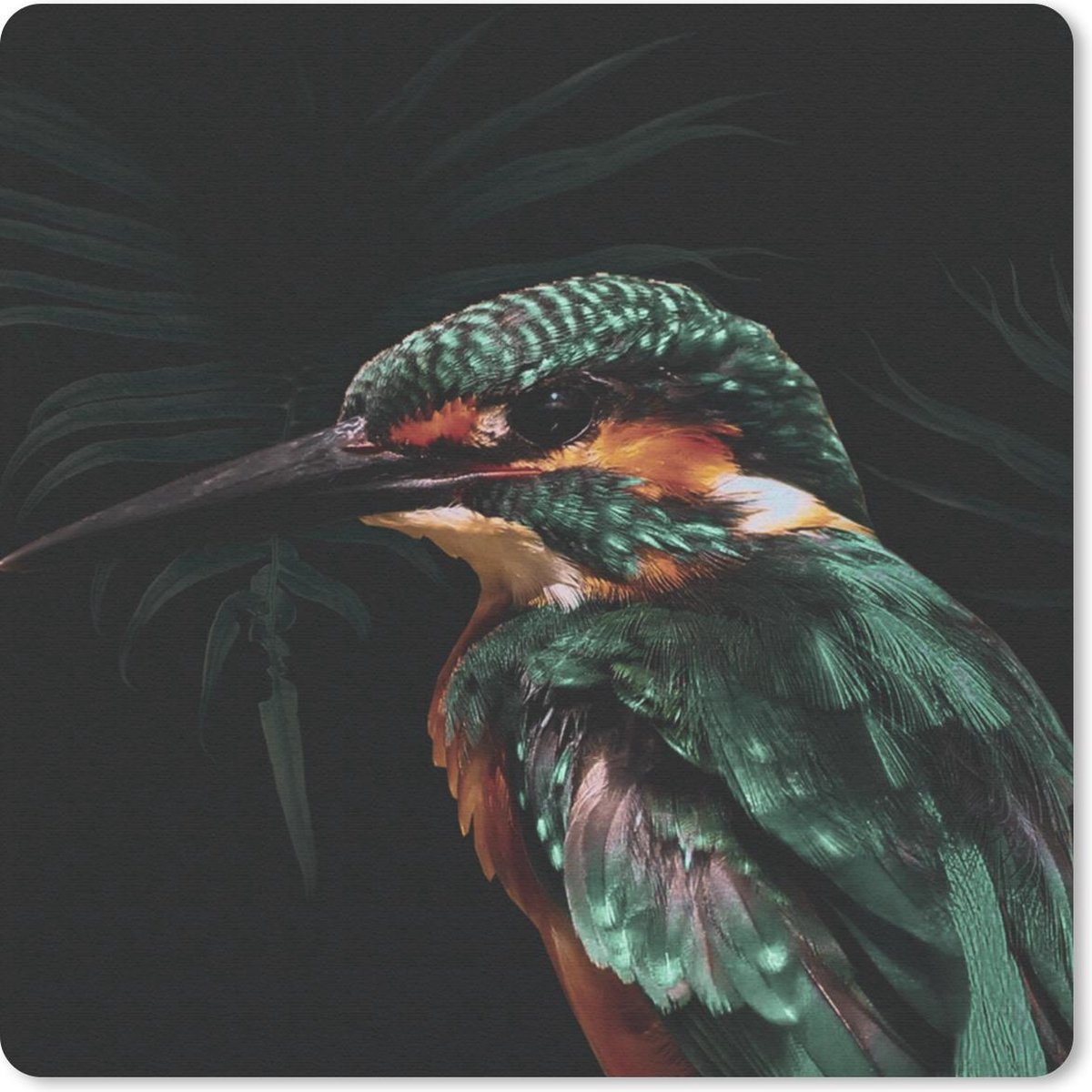 Muismat 20x20 cm - Mousepad IJsvogel - Vogel - Groen - Muismatten