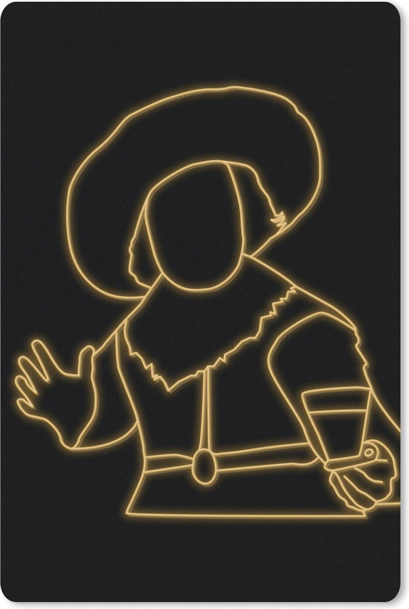 Muismat - Mousepad - De vrolijke drinker - Frans Hals - Goud - 40x60 cm - Muismatten