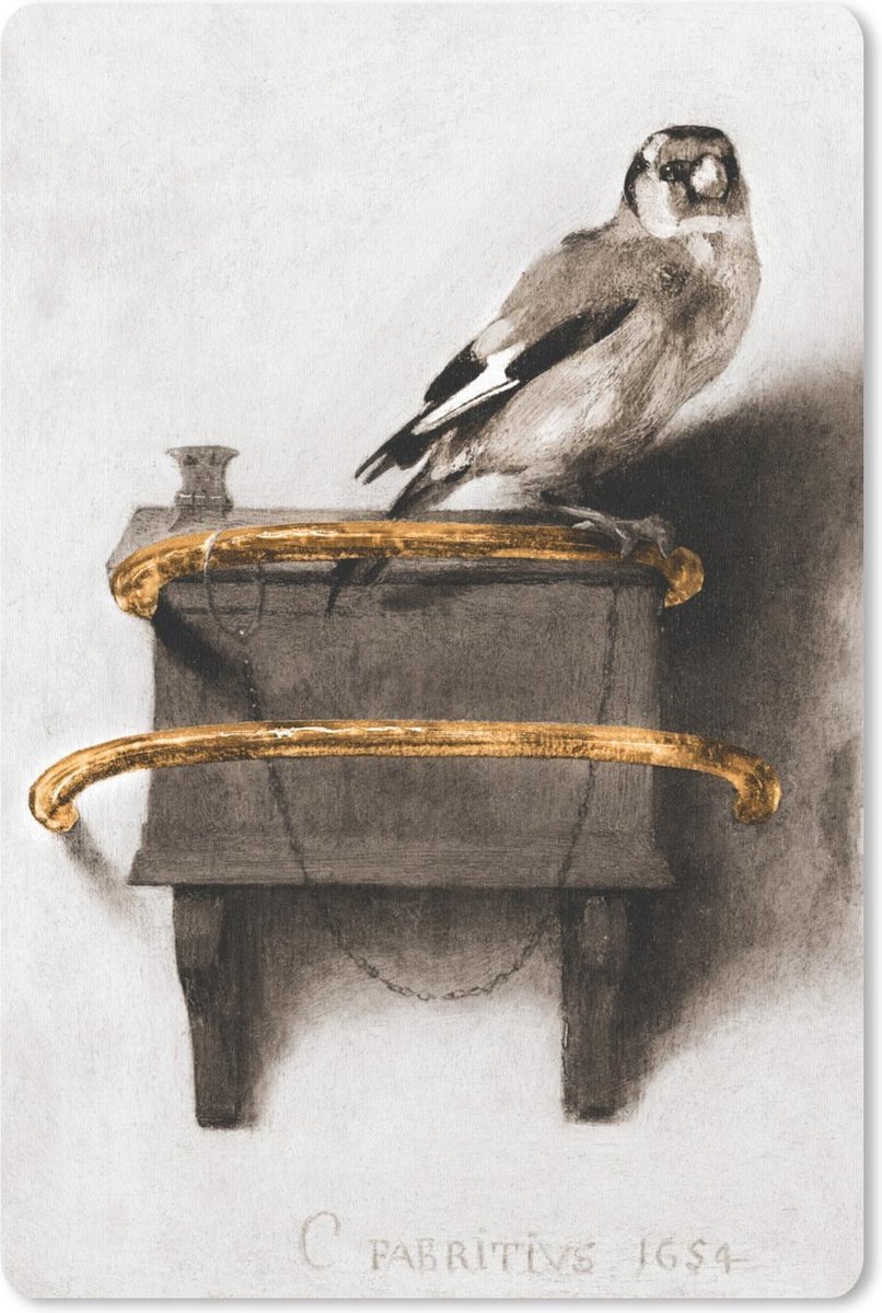 Muismat - Mousepad - Het puttertje - Carel Fabritius - Goud - 18x27 cm - Muismatten