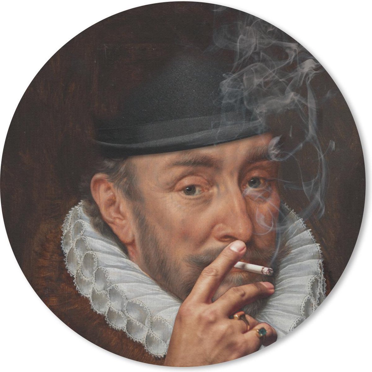 Muismat rond 20x20 cm - Mousepad Willem van Oranje - Kunst - Roken - Ronde muismatten