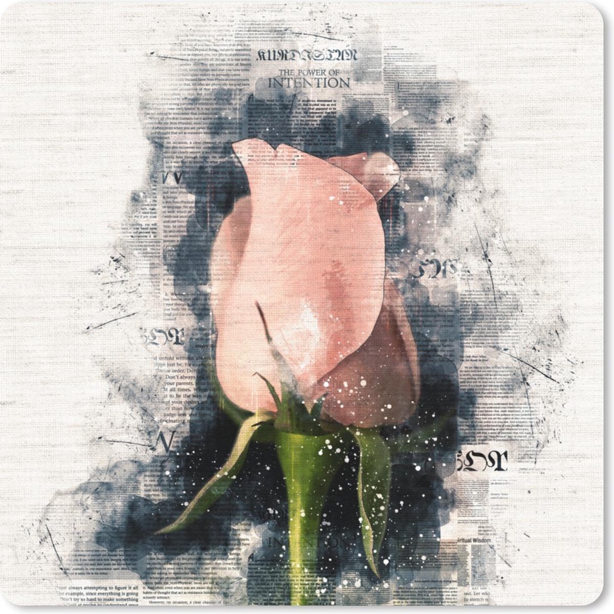 Muismat 20x20 cm - Mousepad Rozen - Bloemen - Rook - Krant - Muismatten