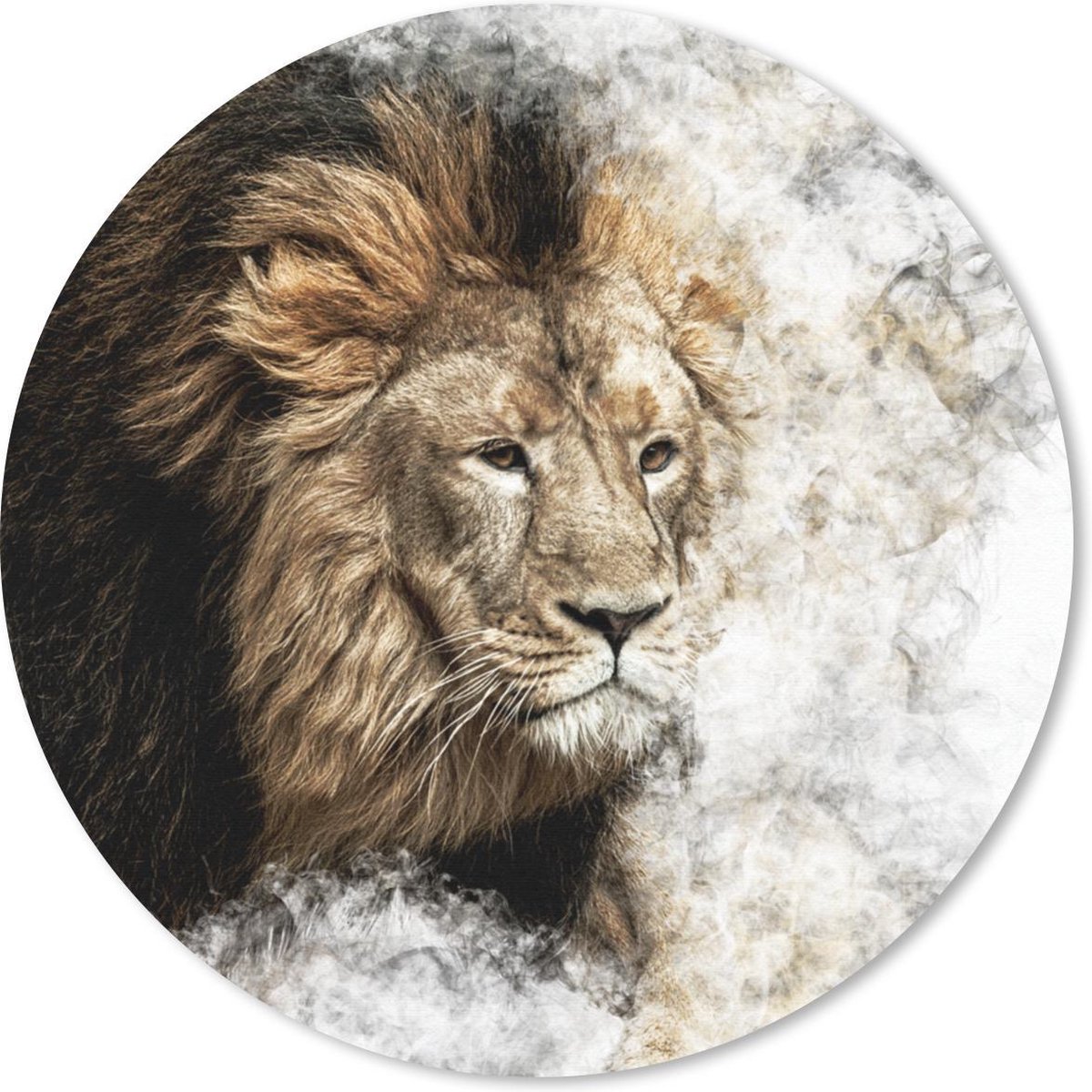 Muismat rond 20x20 cm - Mousepad Leeuw - Rook - Dieren - Ronde muismatten
