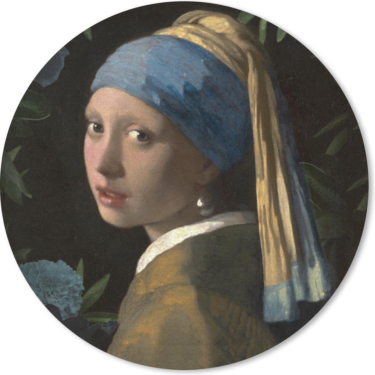 Muismat rond 20x20 cm - Mousepad Het meisje met de parel - Vermeer - Kunst - Ronde muismatten