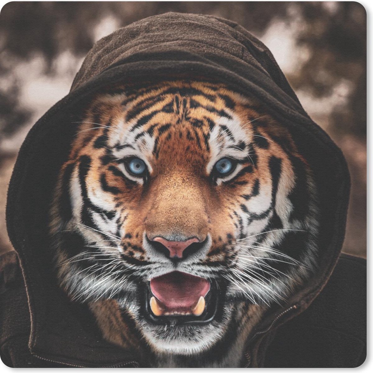 Muismat 30x30 cm - Mousepad Tijger - Kleding - Blauw - Muismatten