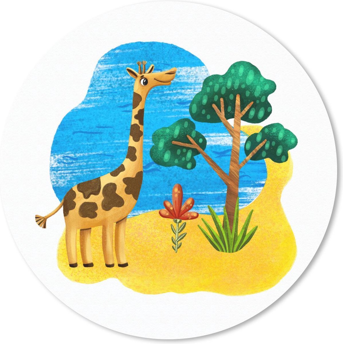 Muismat rond 20x20 cm - Mousepad Giraffe - Strand - Boom - Zee - Ronde muismatten