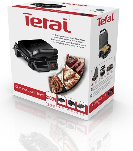 Afmetingen - Tefal gc3080 - Tefal GC30880 Ultra Compact Grill Zwart