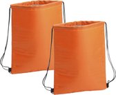 2x stuks oranje koeltas rugzak 32 x 42 cm - Kleine koeltassen met koord