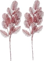 2x stuks rode glitter varens kunstbloem kunsttak 64 cm - Woondecoratie - Kunstbloemen/kunsttakken/kunstplanten