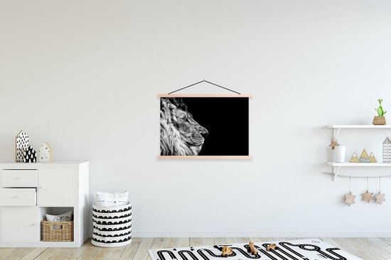 Affiche scolaire - Lion - Profil - Zwart - Wit - 90x60 cm - Lattes vierges