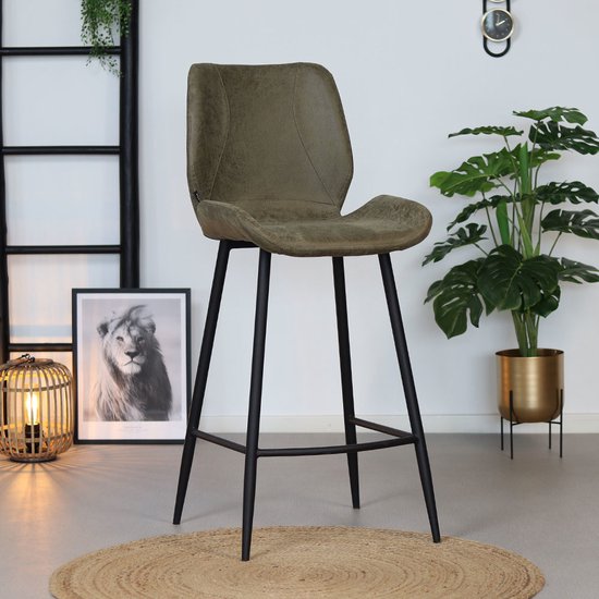 Bronx71 de bar industriel Bronx71 Barrel - Vert olive - Avec dossier - 69 cm