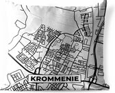 Buitenkussen - Kaart - Krommenie - Zwart - Wit - 45x45 cm - Weerbestendig
