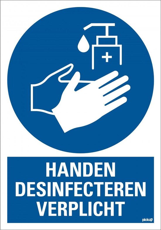 Aua Signaletique - Cartello Obbligo Disinfezione Mani 130mm - PVC 1,5mm O Alluminio Dibond 3mm