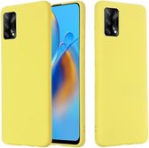 Voor OPPO A74 4G/F19 Pure Kleur Vloeibare Siliconen Schokbestendige Volledige Dekking Case (Geel)