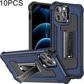 10 PCS Knight Jazz PC + TPU schokbestendige beschermhoes met opvouwbare houder voor iPhone 12 Pro Max (blauw)