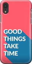 Apple iPhone XR Telefoonhoesje - Premium Hardcase Hoesje - Dun en stevig plastic - Met Quote - Good Things - Rood