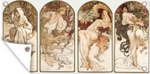 Wanddecoratie buiten Vrouw - Art nouveau - Pastel - 160x80 cm - Tuindoek - Buitenposter