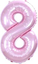 Ballon Cijfer 8 Jaar Roze Verjaardag Versiering Cijfer Helium Ballonnen Roze Feest Versiering 36 Cm Met Rietje
