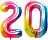 Ballon chiffre 20 ans arc-en-ciel anniversaire décoration chiffre Ballons à l' hélium arc-en-ciel Fête embellissement Cm avec paille à boire
