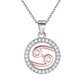 Tracelet - Zilveren Kettingen | Ketting Horoscoop Kreeft | Sterrenbeeld Rosé en Zilver | 925 Sterling Zilver - 925 Keurmerk stempel - 925 Zilver Certificaat | Valentijn tip