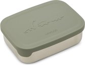 Liewood Nina XL Lunchbox - Mr Dino Faune Green - RVS - Silicone