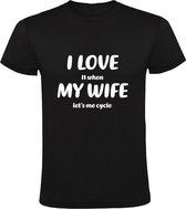 I love it when my wife let's me cycle Heren t-shirt | fietsen | wielrennen | mountainbike | bmx | Zwart