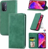 Voor OPPO A54 5G Retro Skin Feel Business Magnetische Horizontale Flip Leather Case Met Houder & Kaartsleuven & Portemonnee & Fotolijst (Groen)