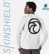 Skinshield - BIG WAVE - UPF 50+ UV-zonbeschermend sport shirt heren - lange mouwen - White - Wit - Black print -  L
