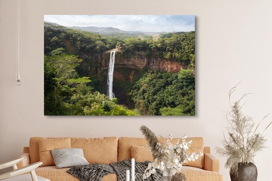 Peintures sur Toile Tropical - Cascade - Forêt Tropicale - 180x120 cm - Décoration murale XXL