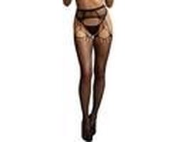 Shredded Suspender Pantyhose - Black - O/SO/S