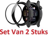 Full Cover Tempered Glass Screen Protector Cover Case Bumper Hoesje Geschikt Voor Huawei Watch 3 (Classic/Active/Elite) Smartwatch - Beschermkap Screenprotector Beschermer - Display Beschermi