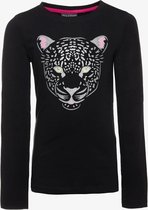 TwoDay meisjes shirt met tijgerkop - Zwart - Maat 146/152
