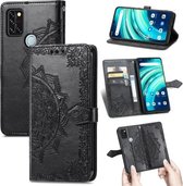 Voor UMIDIGI A9 Pro Mandala Bloem Reliëf Horizontale Flip Lederen Case met Houder & Drie Kaartsleuven & Portemonnee & Lanyard (Zwart)