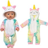 Dolldreams |  Poppenkleding voor poppen tot 43CM - Regenboog eenhoorn boxpakje - geschikt voor baby born