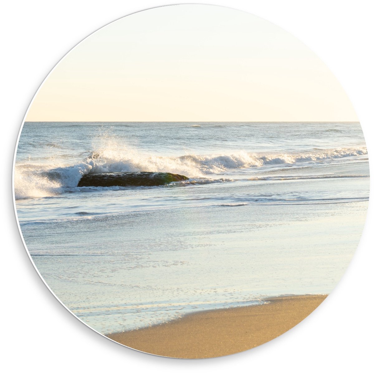 KuijsFotoprint Schilderij - Golven Het - Wit, Blauw En Bruin - 50 X 50 Cm