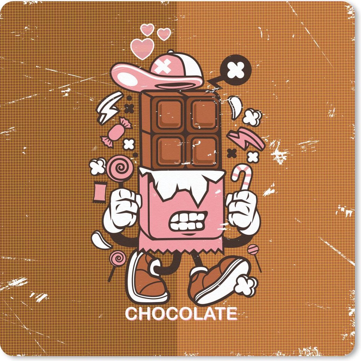 Muismat 30x30 cm - Mousepad Vintage - Chocolade - Snoep - Muismatten