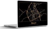 Laptop sticker - 11.6 inch - Kaart - Delft - Goud - Zwart - 30x21cm - Laptopstickers - Laptop skin - Cover