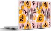 Laptop sticker - 12.3 inch - Oranje - Roze - Abstract - 30x22cm - Laptopstickers - Laptop skin - Cover