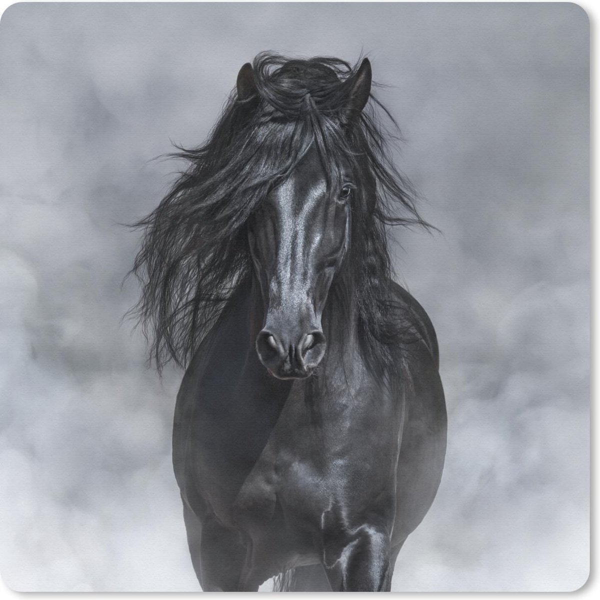 Muismat 30x30 cm - Mousepad Paard - Zwart - Rook - Muismatten