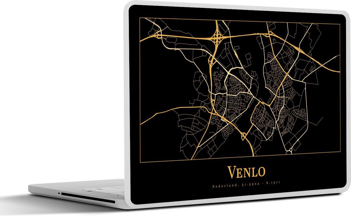 Laptop sticker - 14 inch - Kaart - Venlo - Luxe - Goud - Zwart - 32x5x23x5cm - Laptopstickers - Laptop skin - Cover