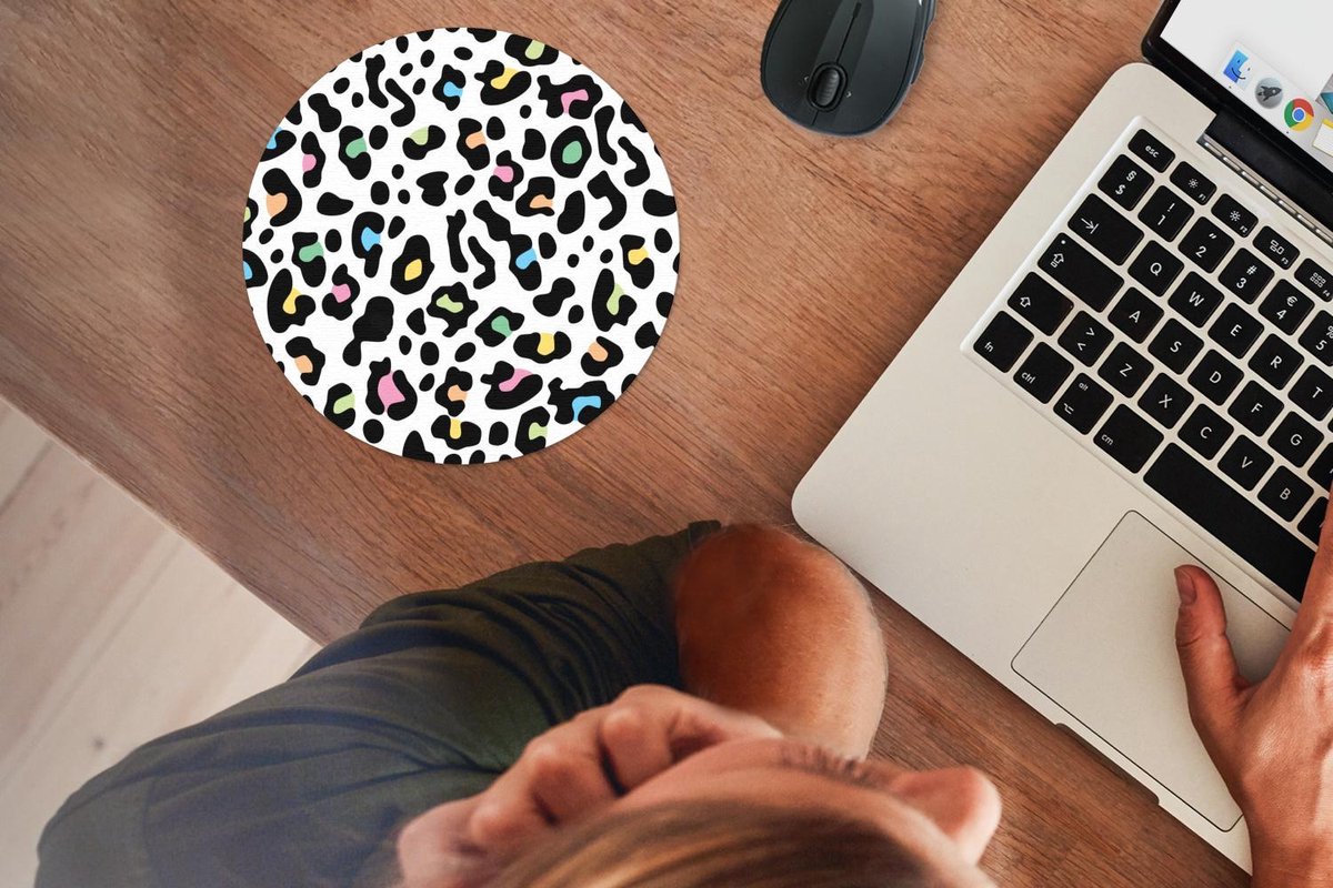 Muismat rond 20x20 cm - Mousepad Patronen - Panterprint - Kleuren - Ronde muismatten