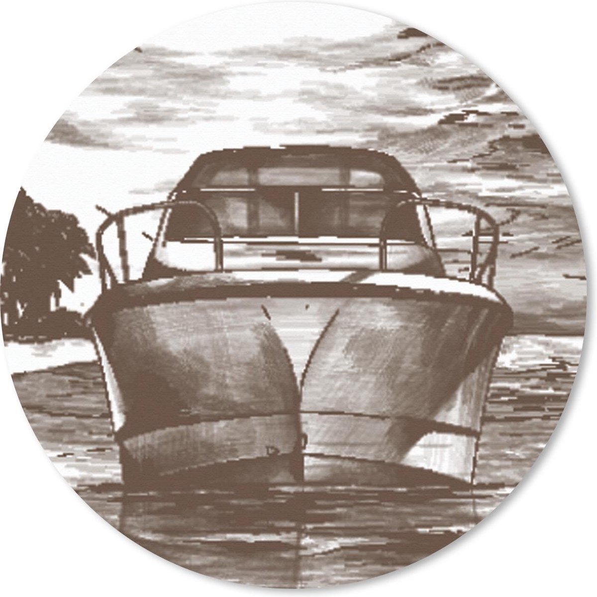 Muismat rond 30x30 cm - Mousepad Boot - Zee - Zwart - Wit - Ronde muismatten