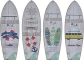 Schilderij DKD Home Decor Hout Papier Zomer (4 pcs) (7 x 1 x 22 cm)
