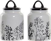 Tin DKD Home Decor Wit Zwart Keramiek (2 pcs) (11 x 11 x 19 cm)