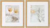 Schilderij DKD Home Decor Drawed Leaf Lakens (2 pcs) (33 x 3 x 38 cm)